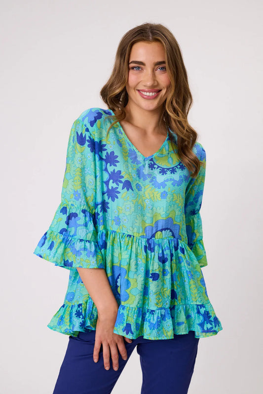 Democracy Liliana Tiered Top Aqua