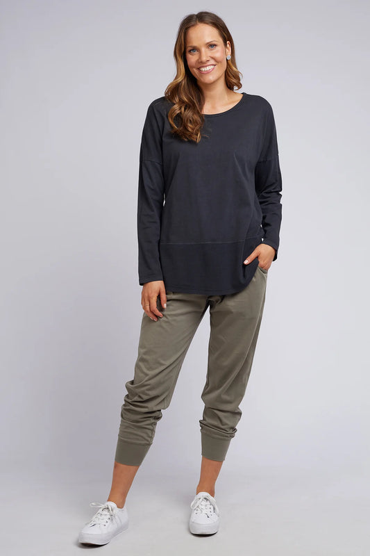 Elm Rib Long Sleeve Tee Washed Black