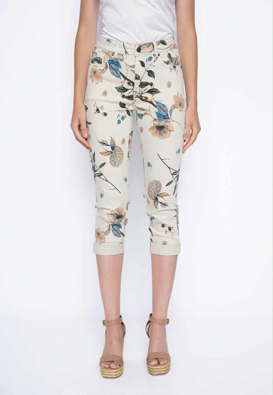 Picadilly Printed Denim Capri Jeans