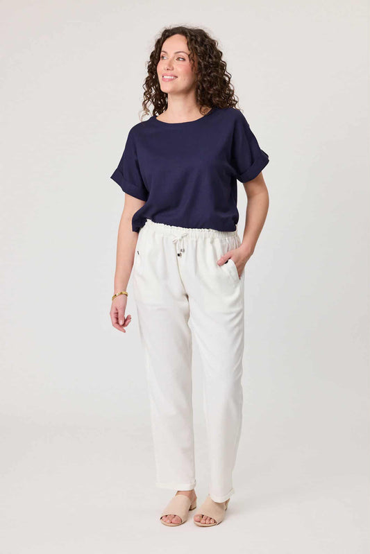 Jet Blonde Linen Pant White