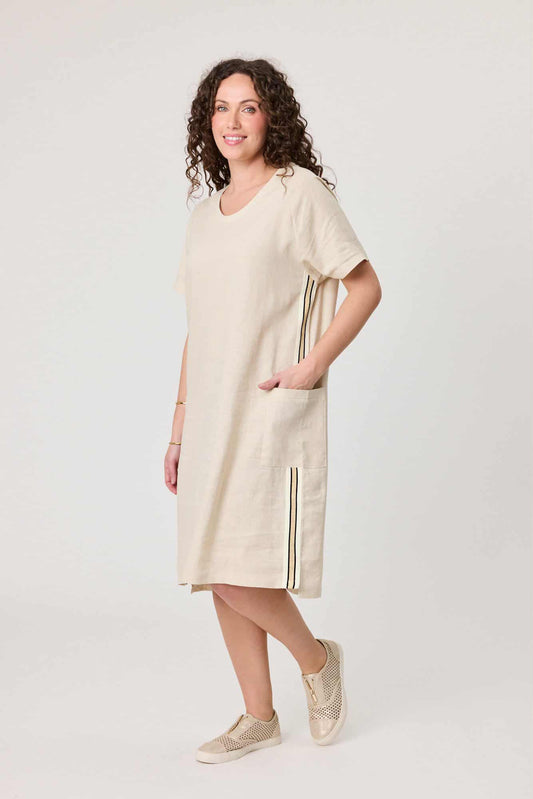 Jet Blonde Dress Beige with side trim