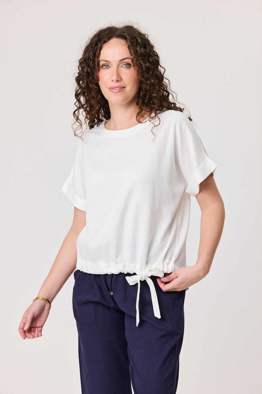 Jet Blonde Linen Tee Top White