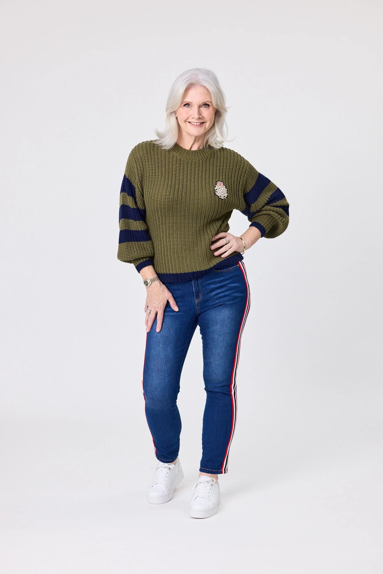 Lemon Tree Design Aliza Knit Khaki Navy