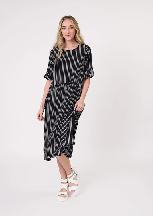Lemon Tree Design Madonna Dress Black White Stripe
