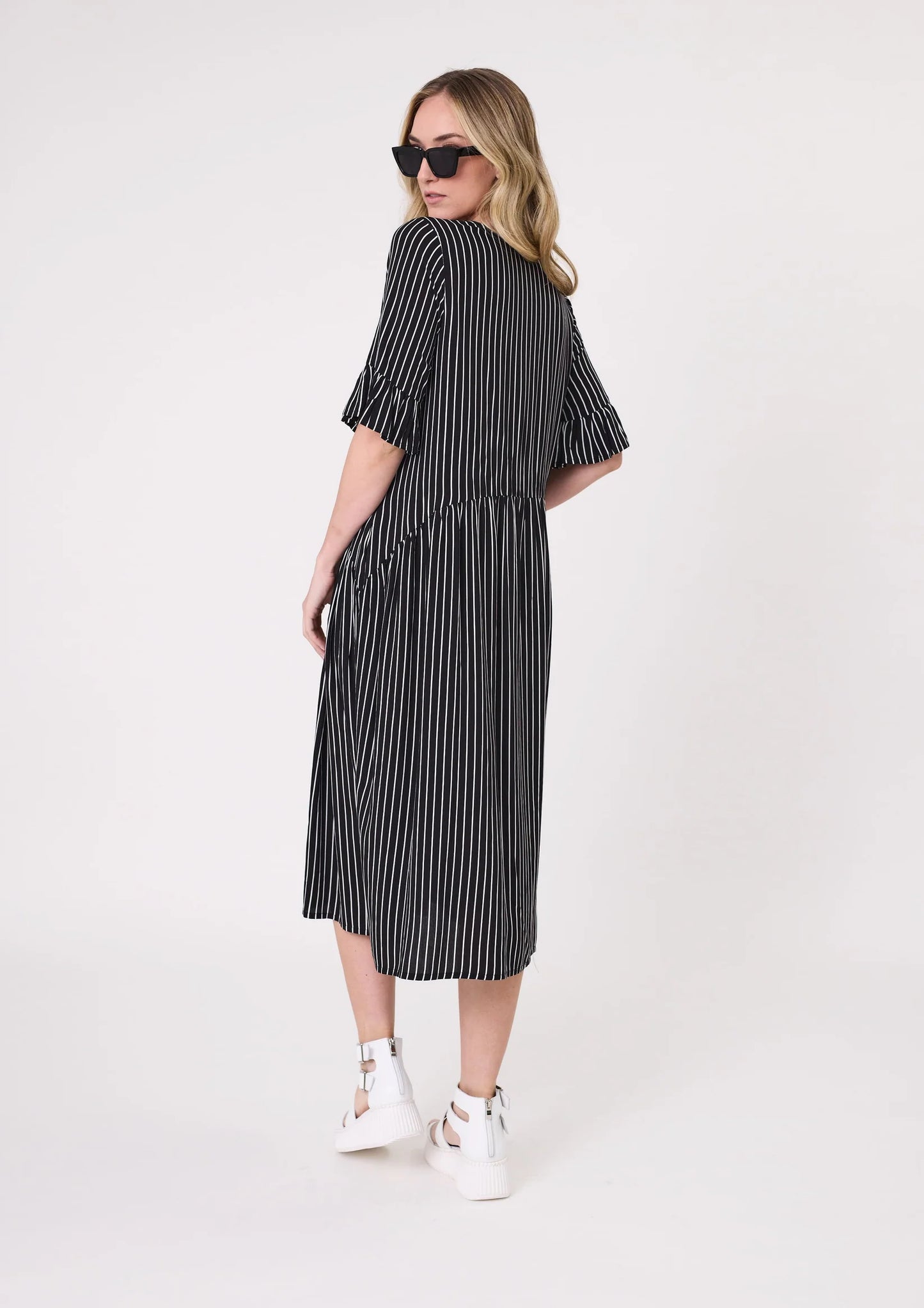 Lemon Tree Design Madonna Dress Black White Stripe