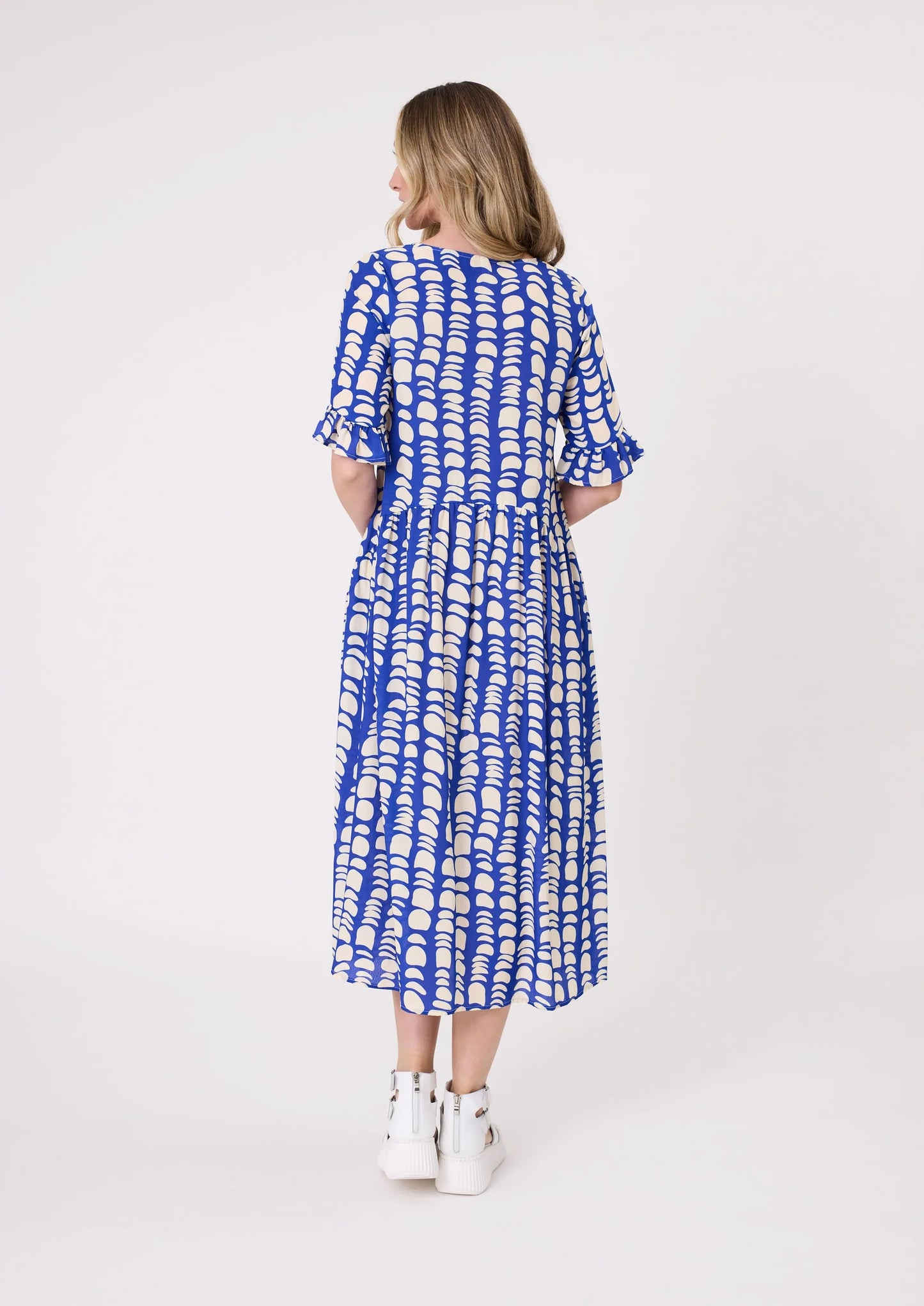Lemon Tree Design Madonna Dress Cobalt Print