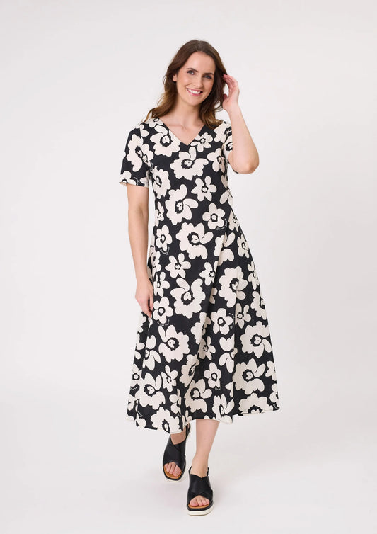 Lemon Tree Design Marta Dress Black White Floral