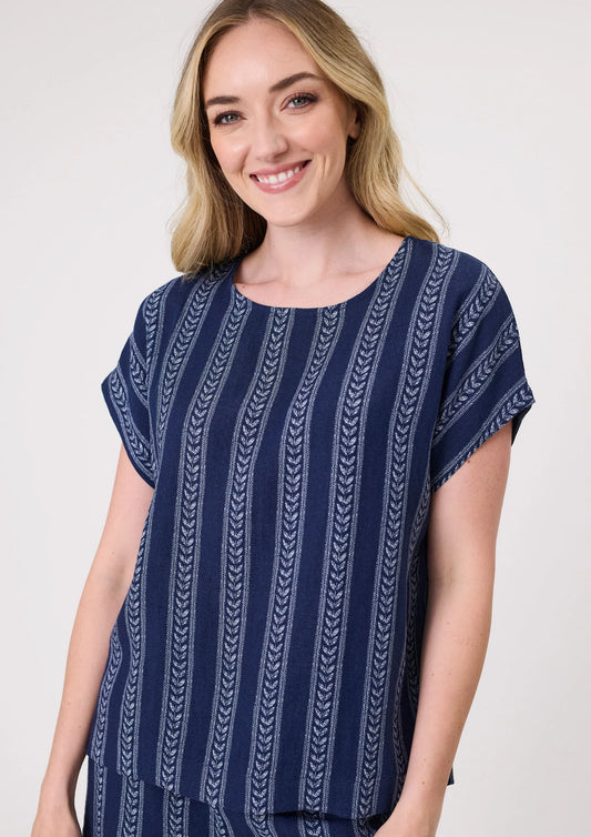 Lemon Tree Design Melani Top Navy Print