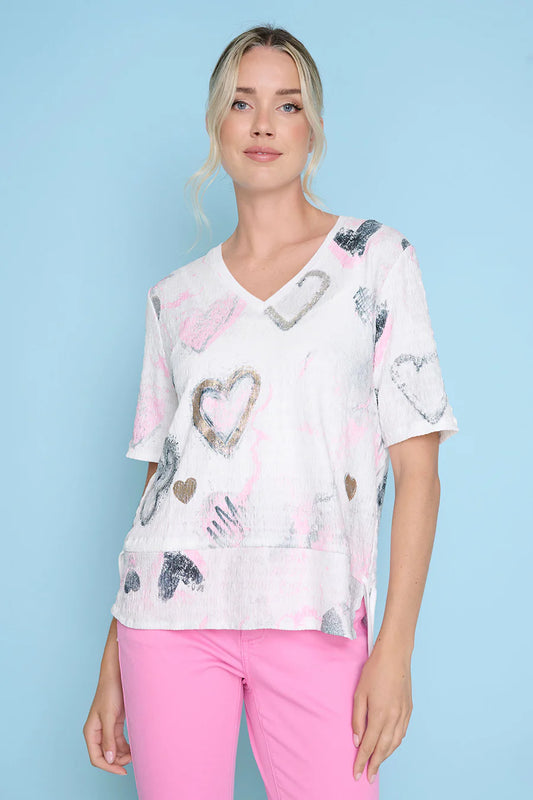 Picadilly Drawstring Waist Printed Top