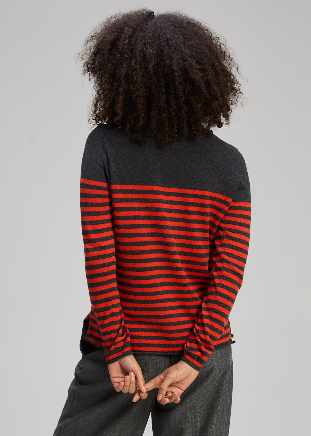 Zaket & Plover Detail Stripe Crew Charcoal