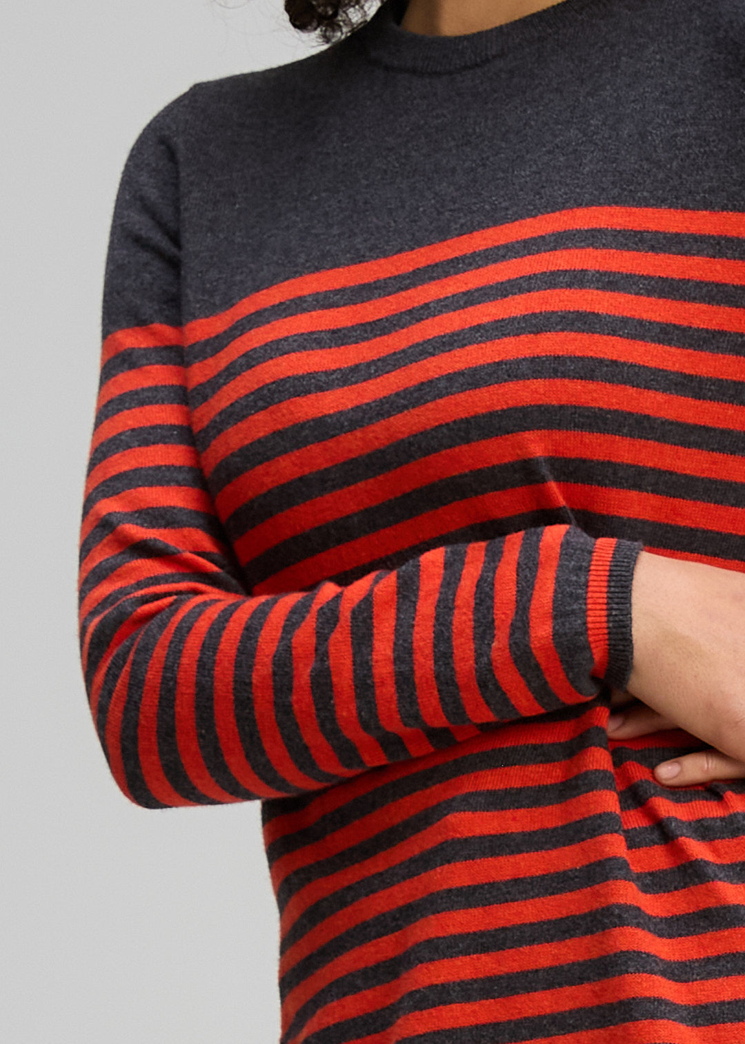 Zaket & Plover Detail Stripe Crew Charcoal