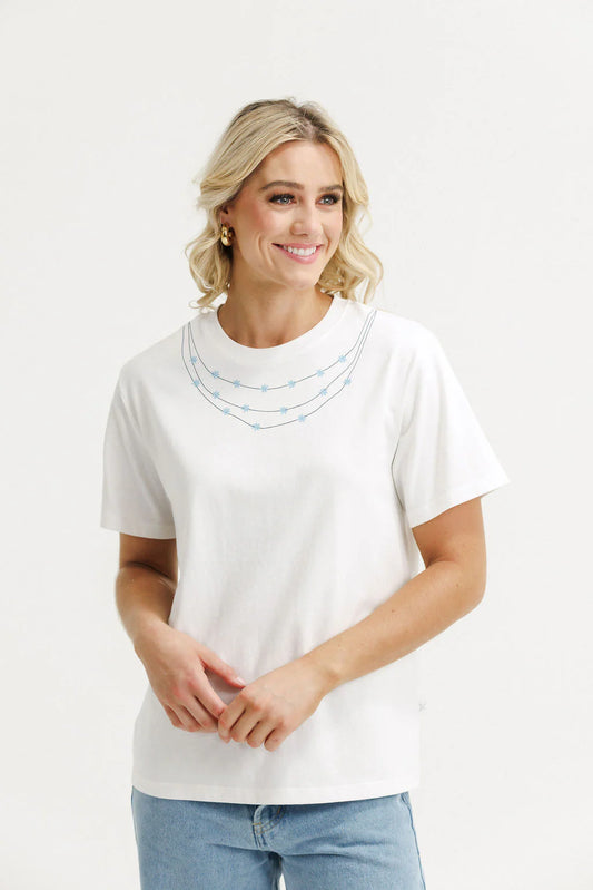 Home-lee Chris Tee - Ivory with Daisy Chain