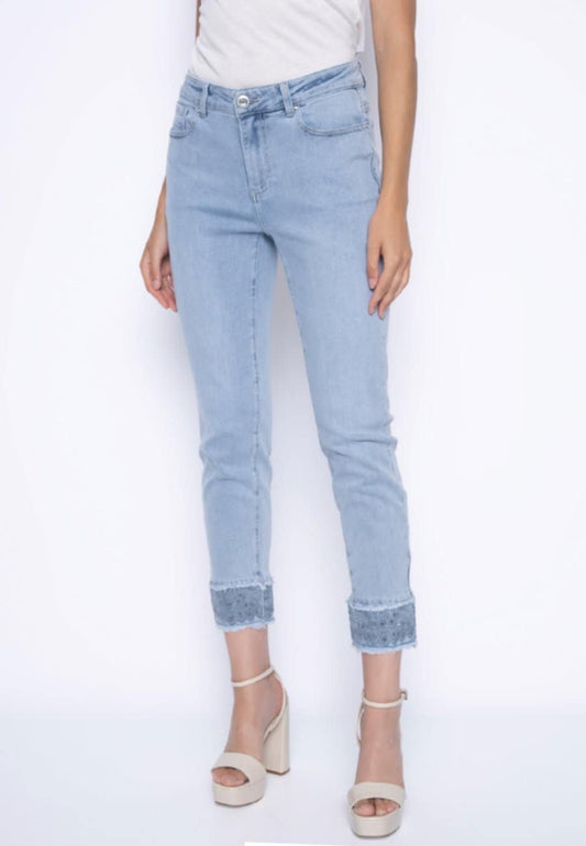 Picadilly Fringed embroidered cuff jean