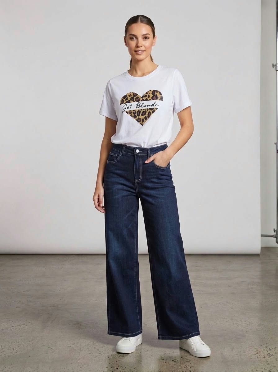 Jet Blonde Heart Print Tee White