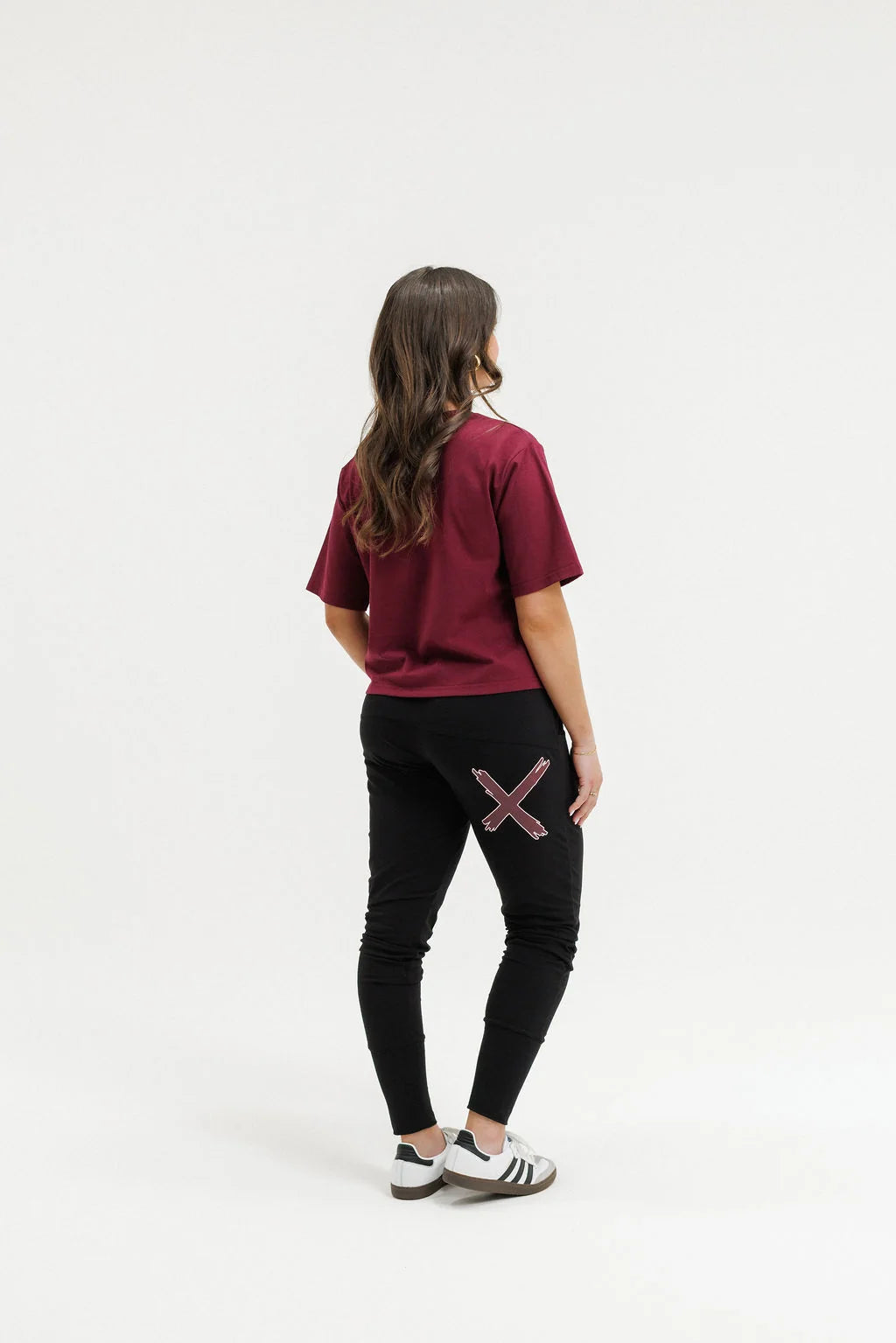 Home-lee Apartment Pants - Black with Merlot/Blush X