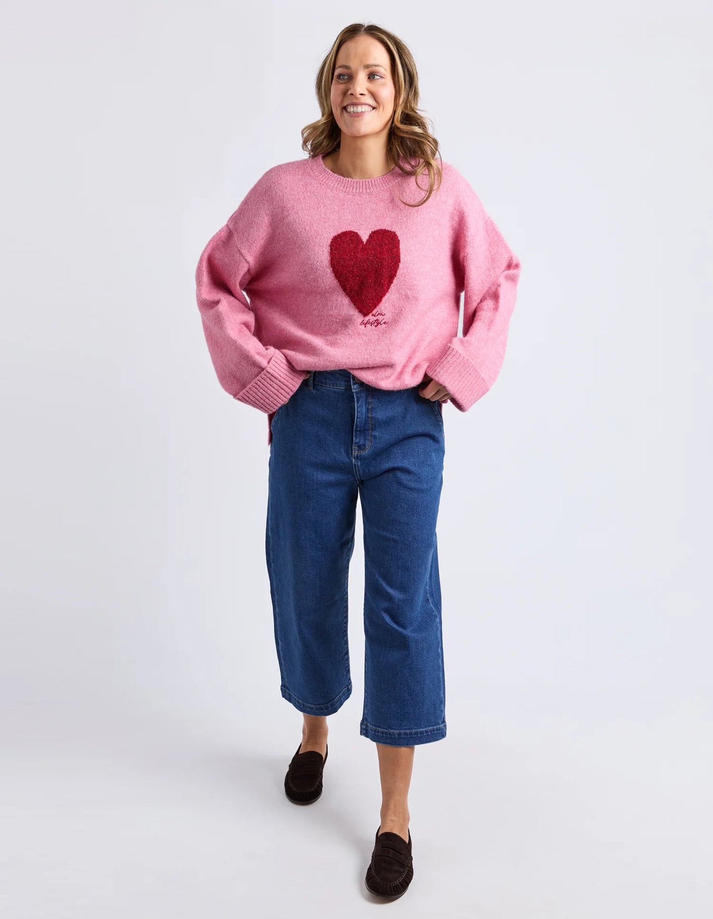 Elm Intersia Heart Knit Quartz Pink